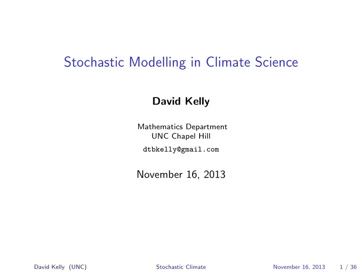 stochastic modelling in climate science