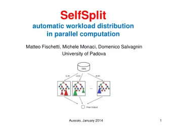 SelfSplit  automatic workload distribution  in parallel computation  Matteo Fischetti, Michele