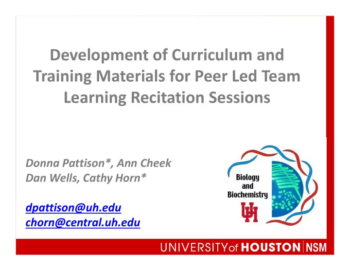 development of curriculum and training materials for peer