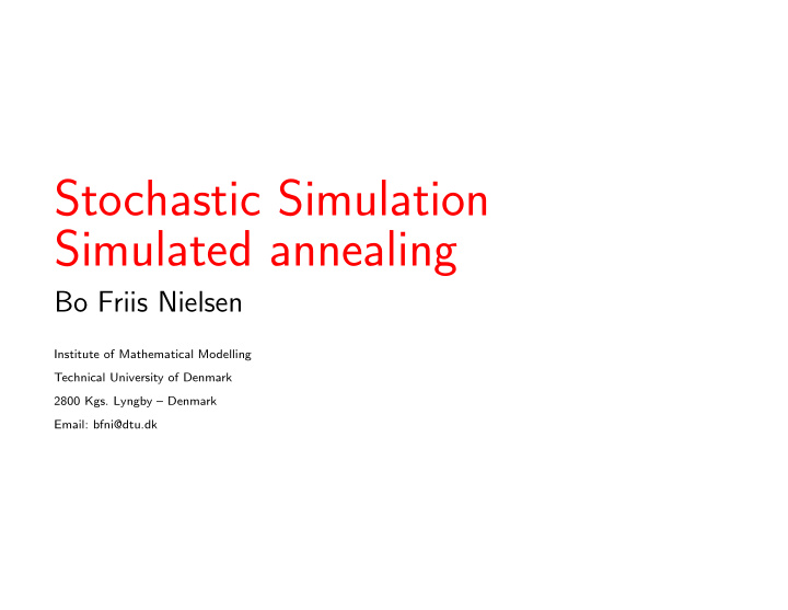 stochastic simulation simulated annealing