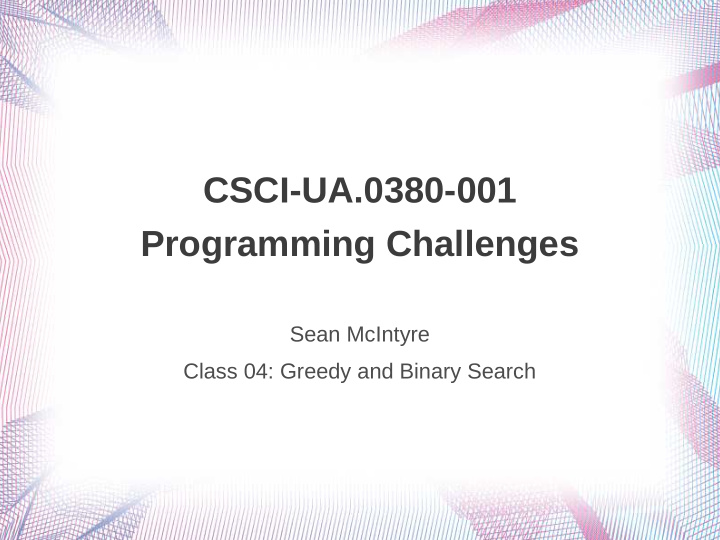 csci ua 0380 001 programming challenges