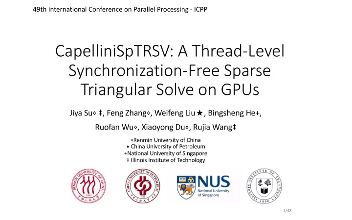 capellinisptrsv a thread level synchronization free
