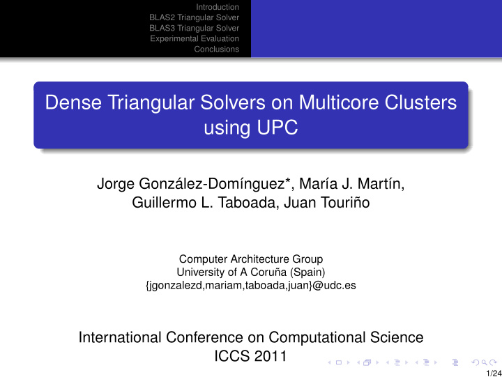 dense triangular solvers on multicore clusters using upc