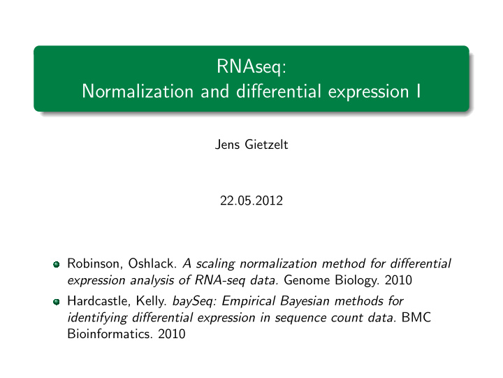 rnaseq normalization and differential expression i