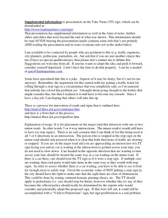 Supplemental information to presentation on the Take Turns (TT) sign, which can be  downloaded at: