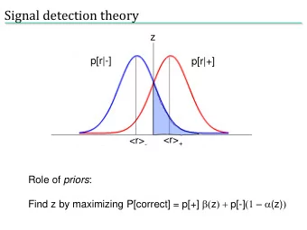 Signal detection theory  z  p[r|-]  p[r|+] &lt;r&gt; + &lt;r&gt; - Role of priors : Find z by