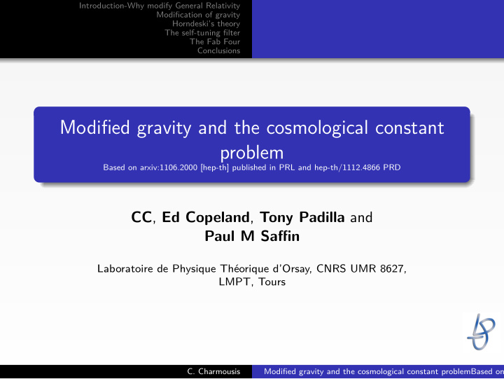 modified gravity and the cosmological constant problem