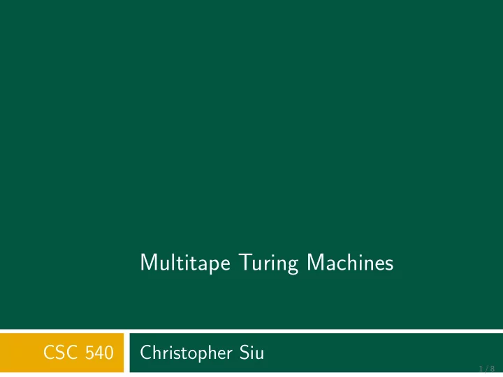 multitape turing machines