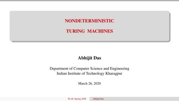 nondeterministic turing machines abhijit das