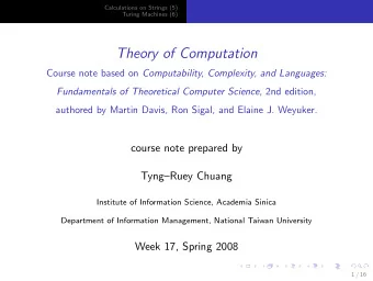 Theory of Computation Course note based on Computability, Complexity, and Languages: Fundamentals