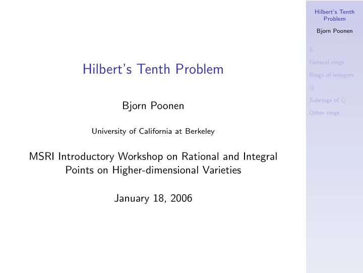 hilbert s tenth problem