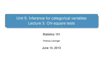 Unit 5: Inference for categorical variables  Lecture 3: Chi-square tests  Statistics 101  Thomas
