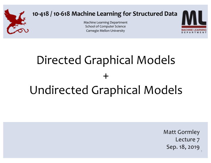 directed graphical models undirected graphical models