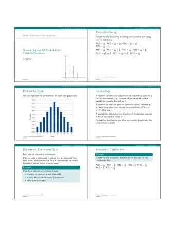 Probability Recap  MDM4U: Mathematics of Data Management  Determine the probability of rolling each