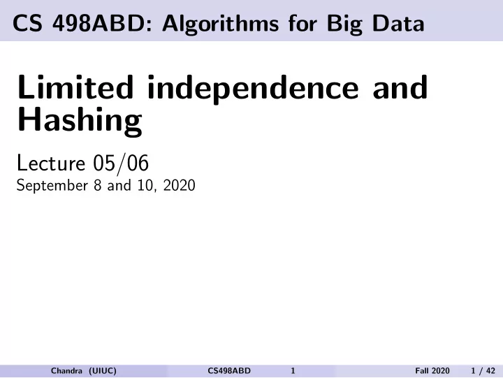 limited independence and hashing