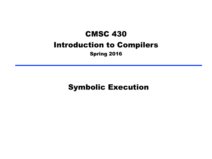 cmsc 430 introduction to compilers