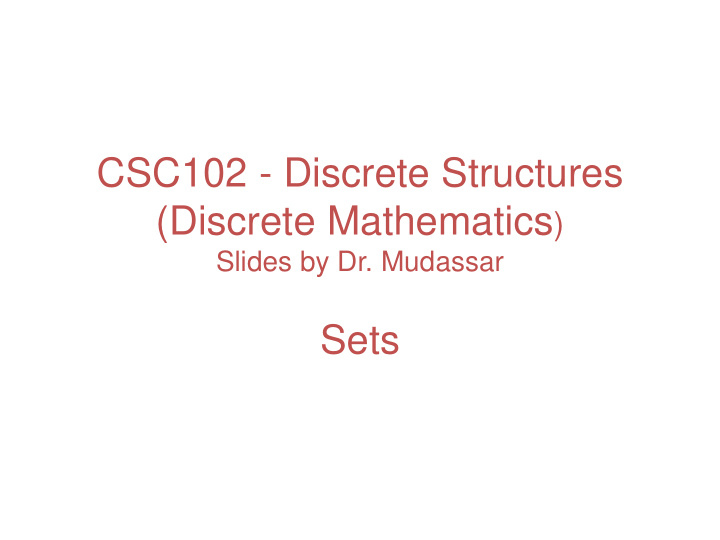 csc102 discrete structures