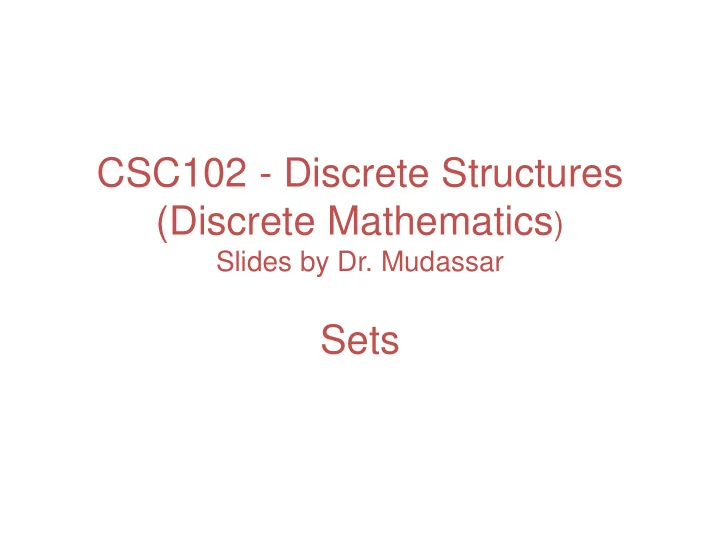 csc102 discrete structures