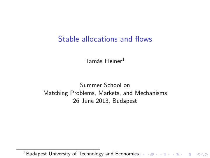 stable allocations and flows
