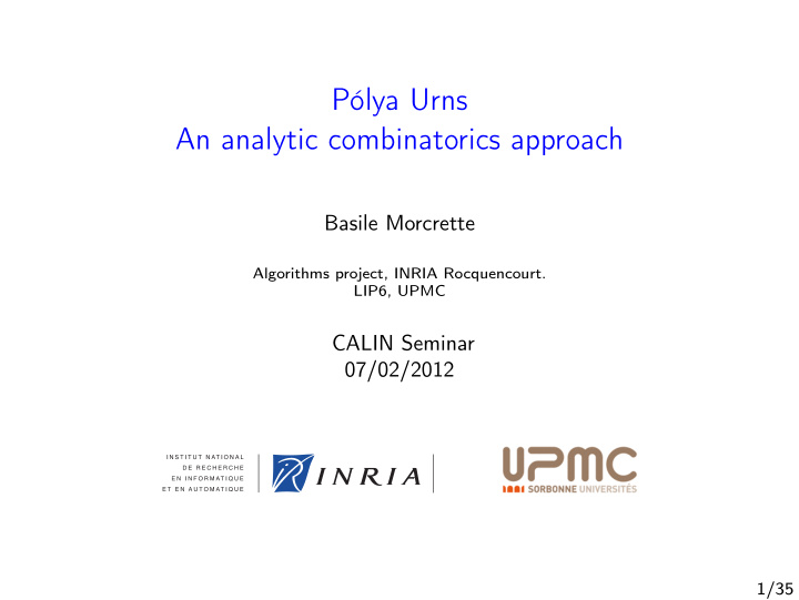 p lya urns an analytic combinatorics approach