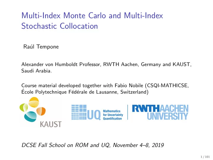 multi index monte carlo and multi index stochastic