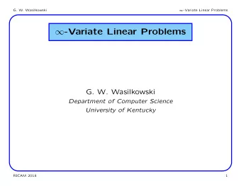 Motivating Example Compute expectation E ( g ( X ( t 0 ))) for stochastic process X ( t ) =