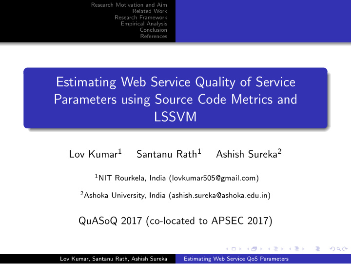 estimating web service quality of service parameters