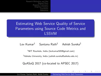 Estimating Web Service Quality of Service  Parameters using Source Code Metrics and  LSSVM Lov