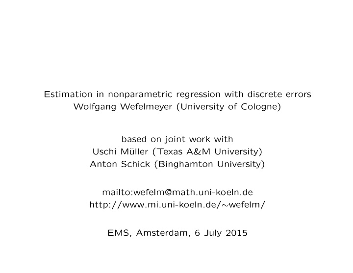 estimation in nonparametric regression with discrete