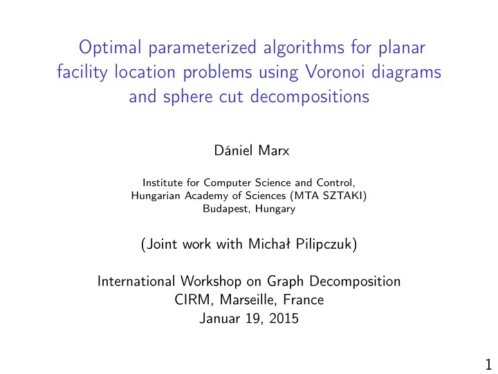 optimal parameterized algorithms for planar facility