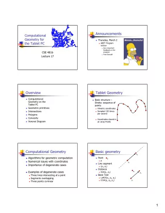 Announcements  Computational  Geometry for  Thursday, March 2  the Tablet PC  ABET Program