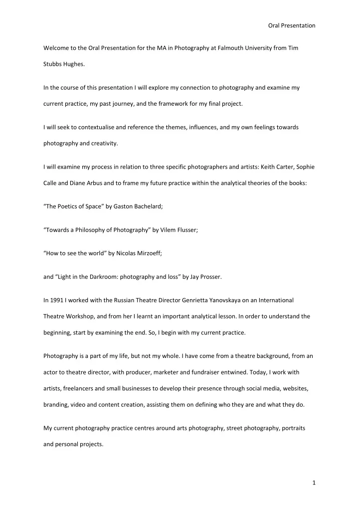 oral presentation welcome to the oral presentation for