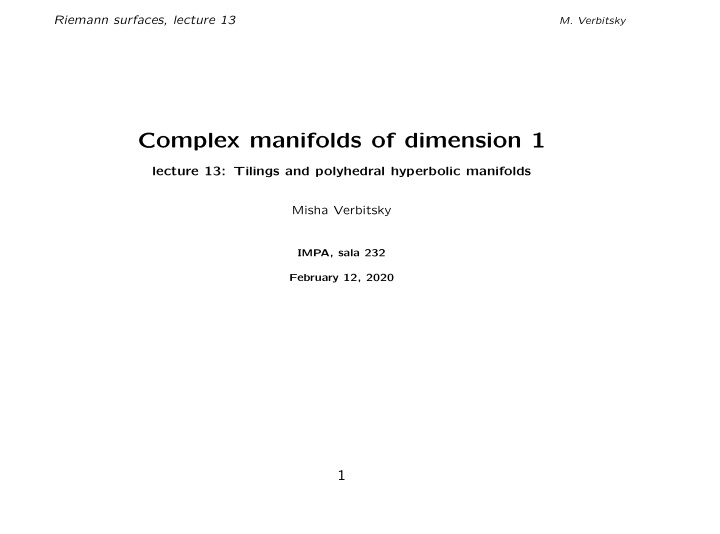 complex manifolds of dimension 1