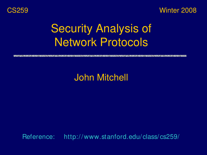 security analysis of network protocols