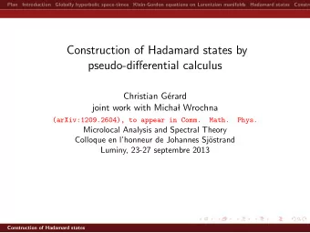 Construction of Hadamard states by  pseudo-differential calculus  Christian G  erard  joint work