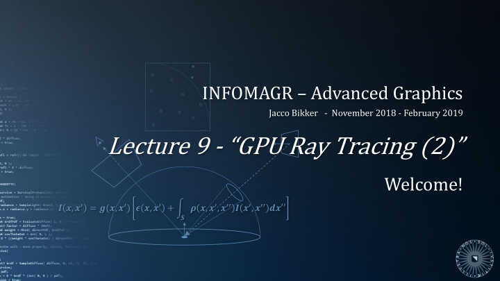 lecture 9 gpu ray tracing 2