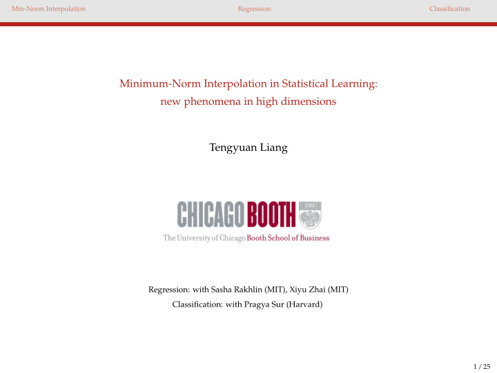 minimum norm interpolation in statistical learning new