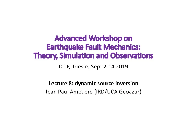 adv advanced anced worksho shop p on n ea earthquake fa