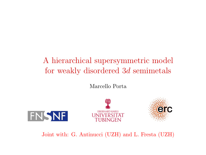 a hierarchical supersymmetric model for weakly disordered