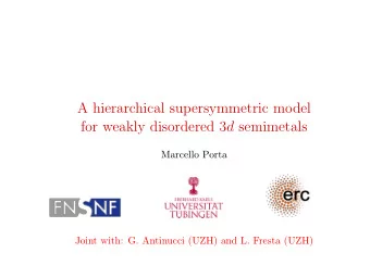 A hierarchical supersymmetric model for weakly disordered 3 d semimetals  Marcello Porta  Joint
