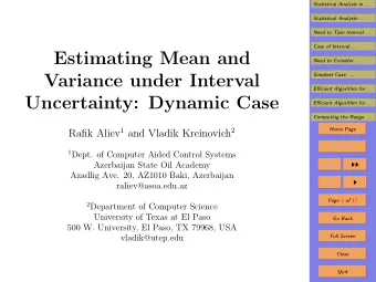 Estimating Mean and  Need to Consider . . .  Variance under Interval  Simplest Case: . . .