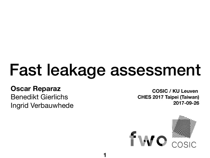 fast leakage assessment