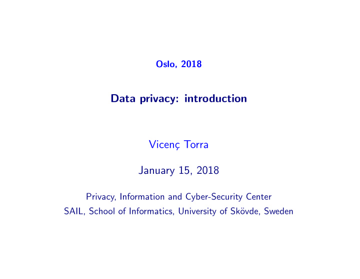 data privacy introduction vicen c torra january 15 2018