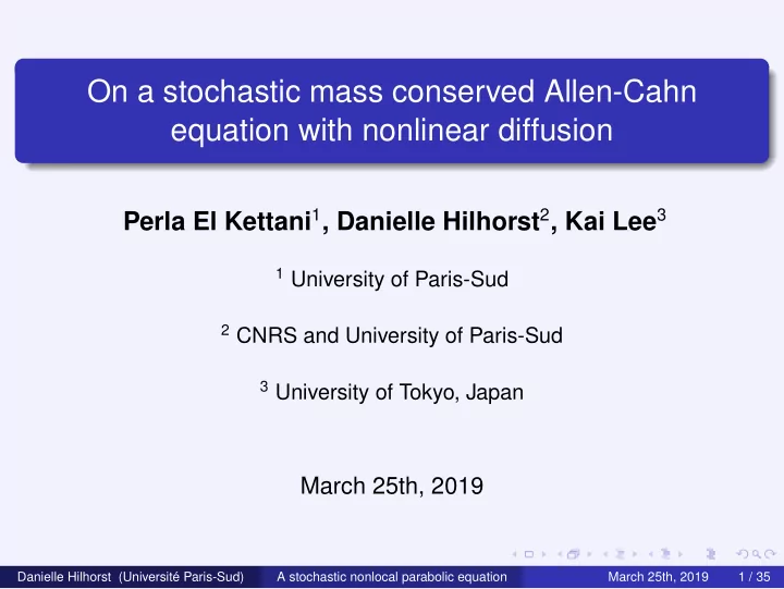 on a stochastic mass conserved allen cahn equation with