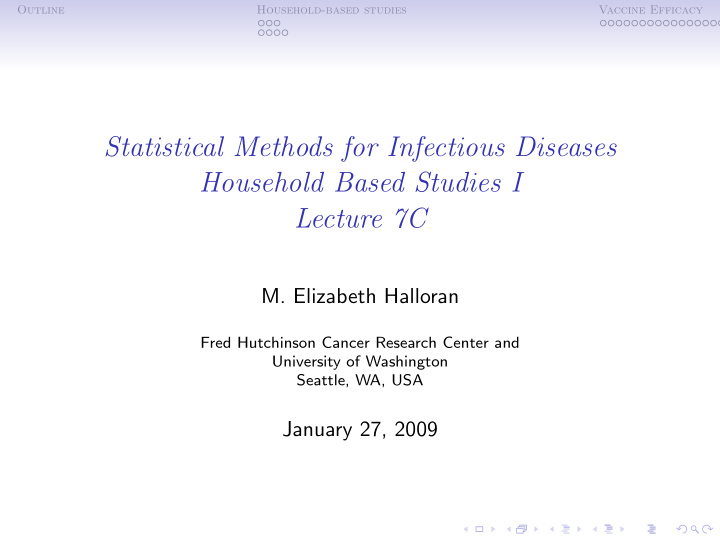 statistical methods for infectious diseases household