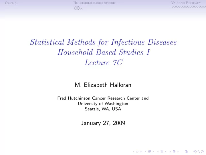 statistical methods for infectious diseases household