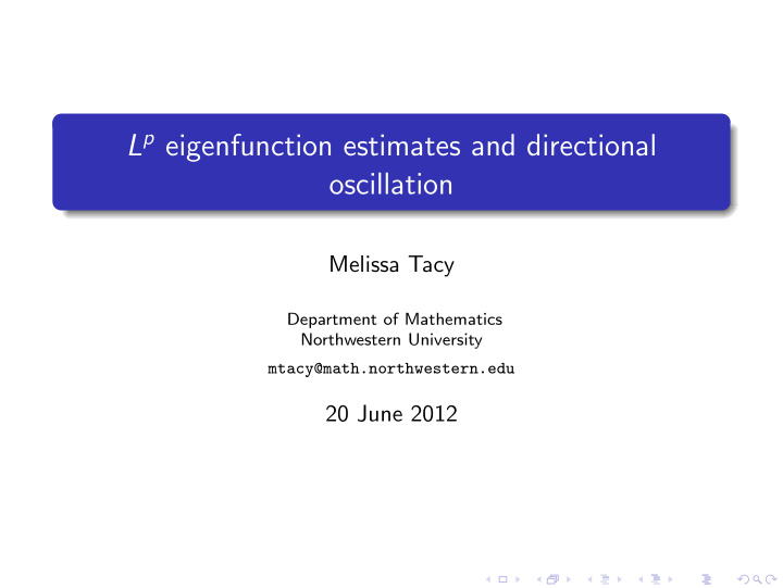 l p eigenfunction estimates and directional oscillation