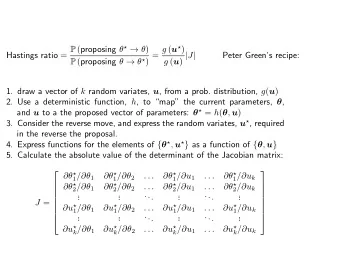 Hastings ratio = P ( proposing     ) P ( proposing     ) = g ( u  ) g ( u )