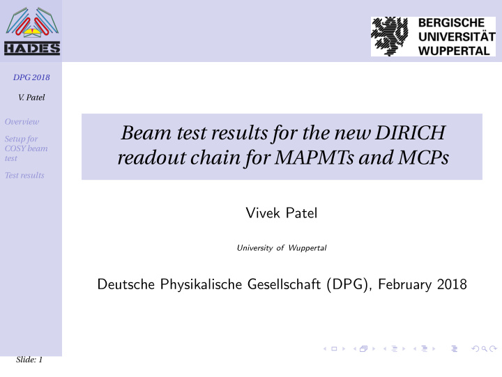 beam test results for the new dirich