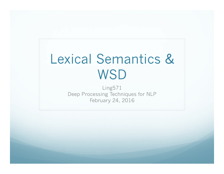 lexical semantics wsd